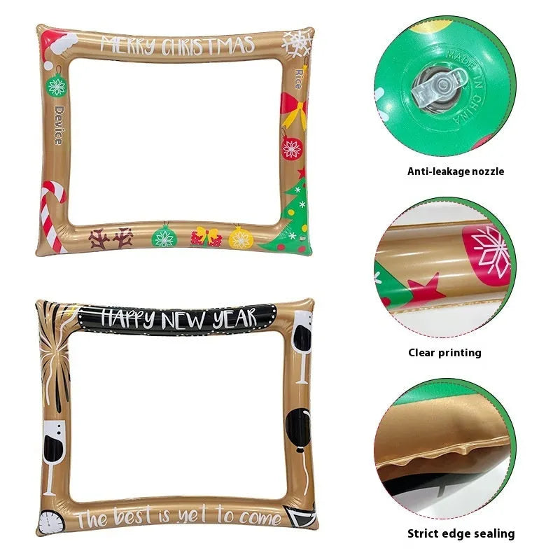 Christmas-themed inflatable PVC photo frame decoration for parties and youth events