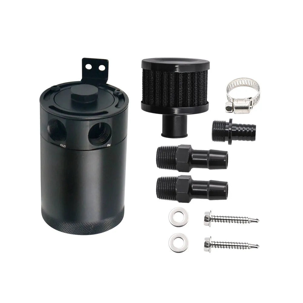 Black aluminium automotive two-hole breathable machine oil pot with connectors