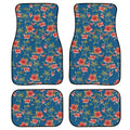 Four-piece set of thick black rubber car floor mats with anti-slip backing for universal vehicle fit.