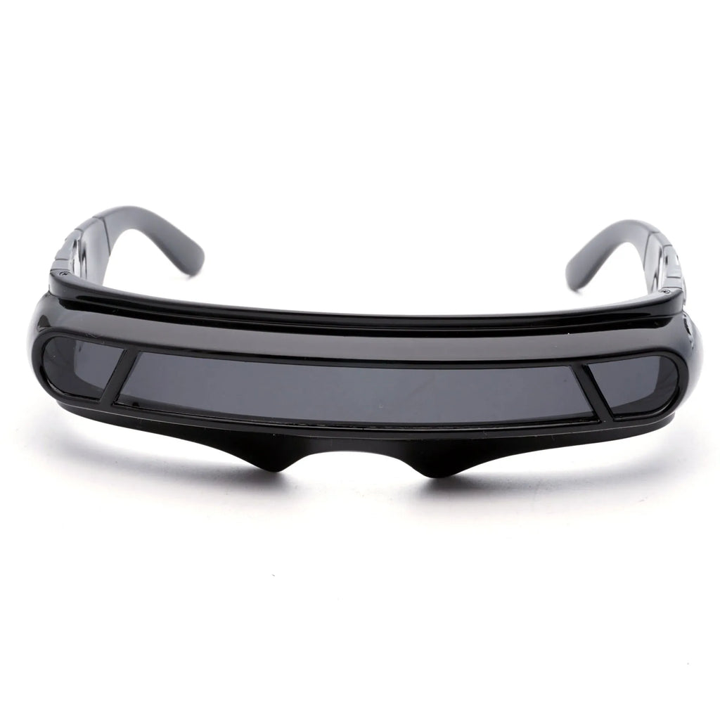 Polarised sports sunglasses with a black PC frame and colour film lenses in grey, red mirror, or blue mirror finish.