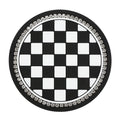 PVC car cup holder mat in black and white checkerboard pattern for vehicle drink holder slots