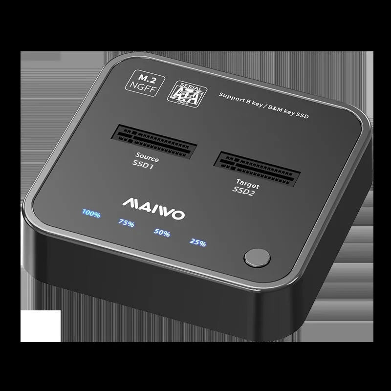 MAIWO K3016 M.2 SSD docking station with data cables and power adapter for drive cloning