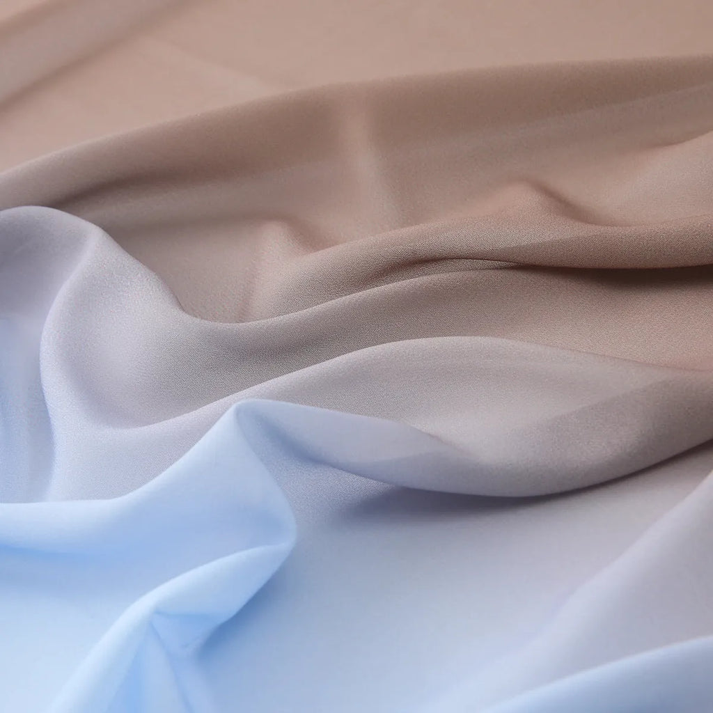 Long chiffon scarf draped showing lightweight fabric and solid colour option