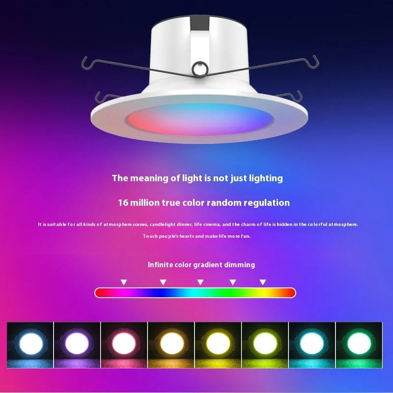 Smart WiFi Bluetooth RGBW colour changing ceiling lamp with aluminium housing and PC shade.
