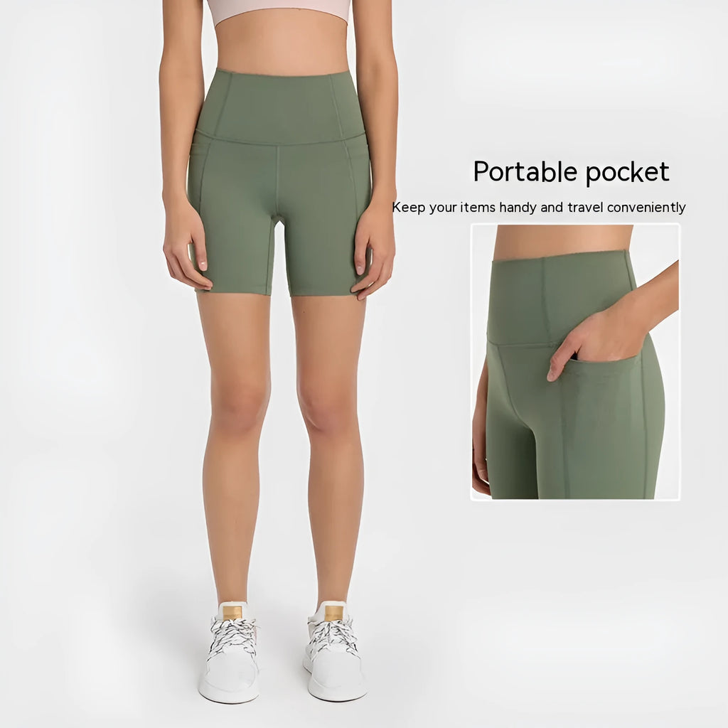 Women's solid colour super stretch sports shorts in waist-length fit for running