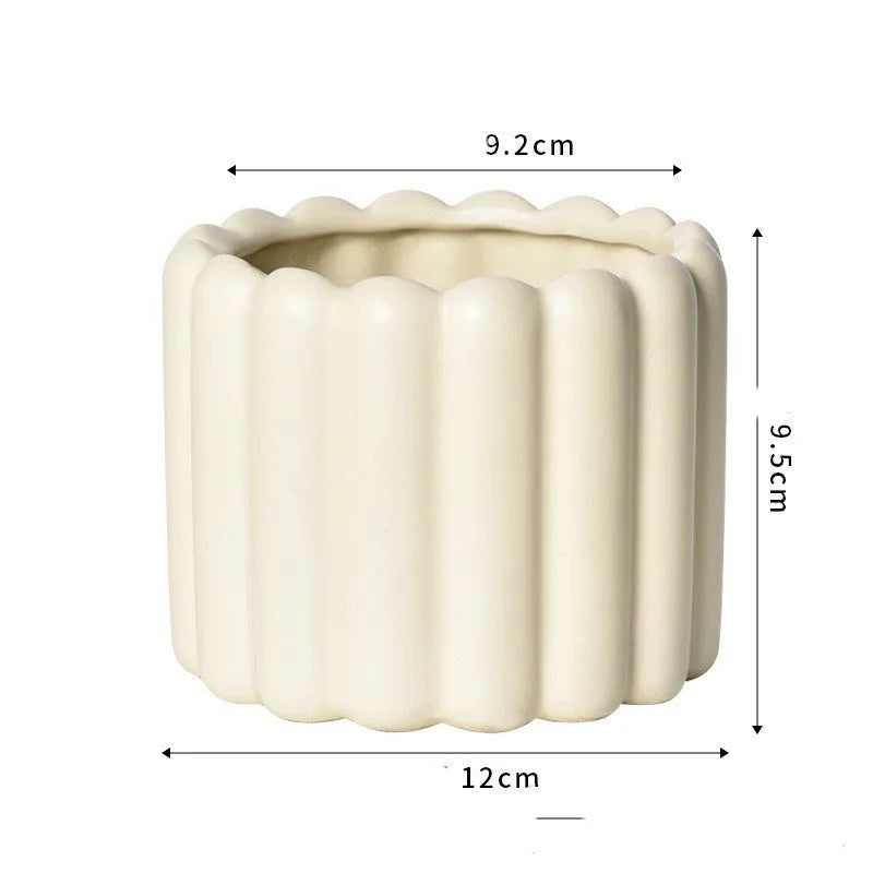 Roman column matte yellow ceramics flowerpot for home decoration with breathable plant care features