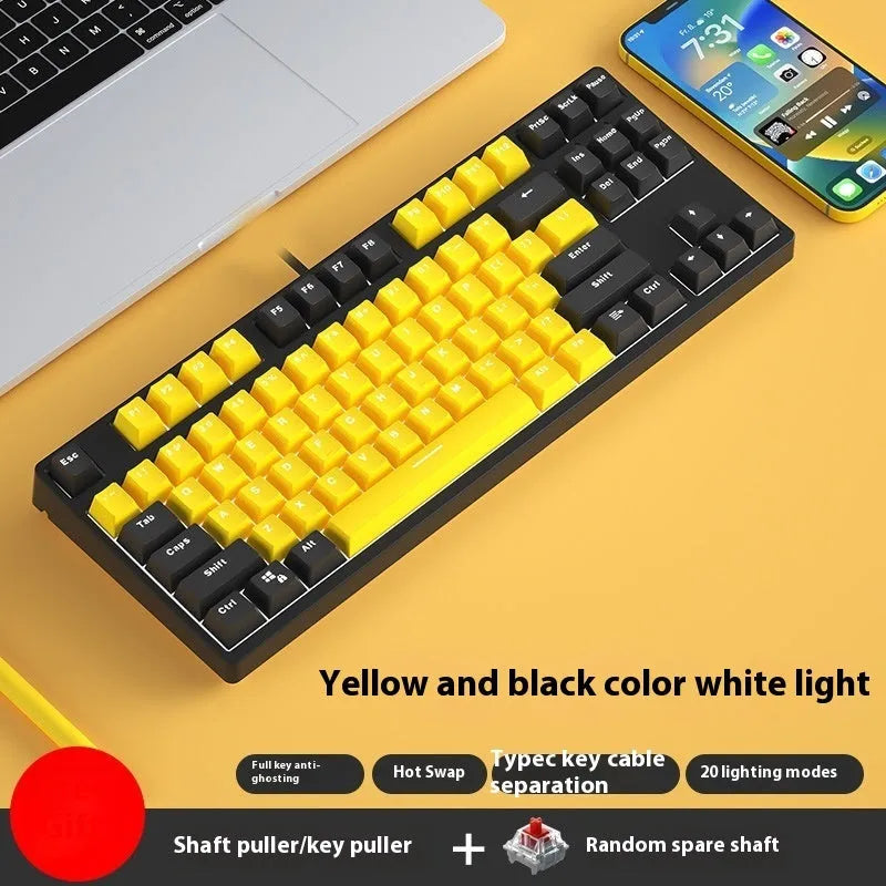 87 key wired mechanical gaming keyboard with two-colour keycaps and metal construction