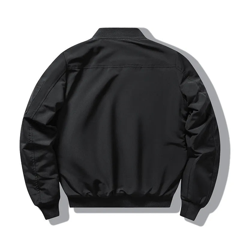 Men's slim-fit Harley motorcycle embroidered cotton-padded coat in blue with stand collar and patch pockets