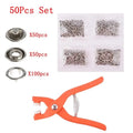 Stainless steel five claw clasp no-sew buttons measuring 9.5mm with pliers tool for children's clothing