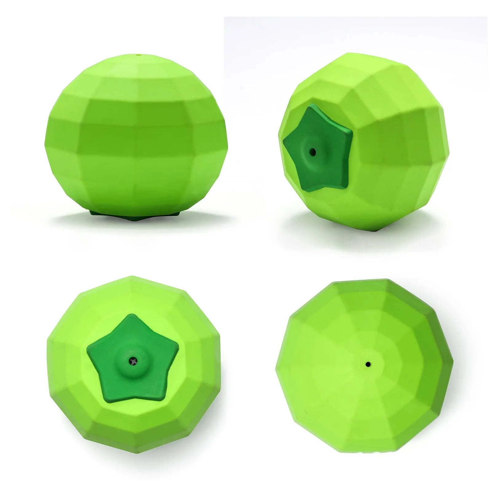 Green natural rubber dog squeaky ball chew toy for aggressive chewers measuring 90mm