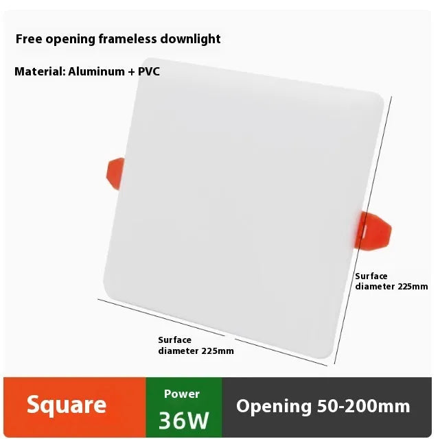 Ultra-thin aluminium LED panel light with adjustable hole tube mounting in circle and square shapes