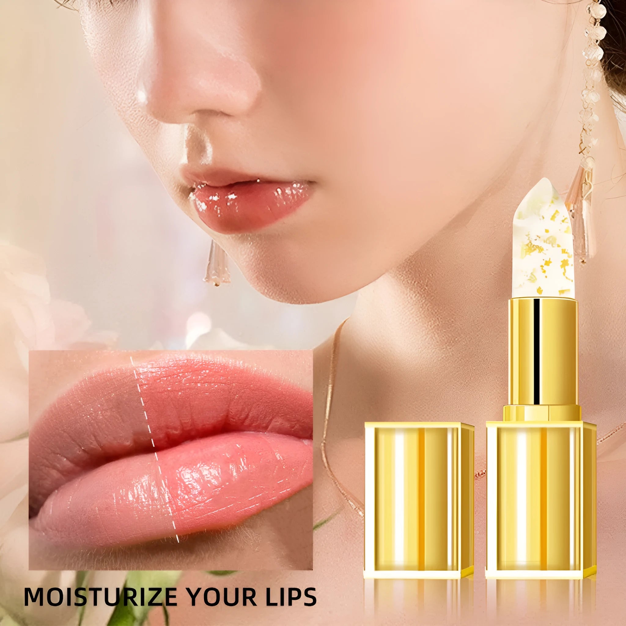 A bullet of Anti-smudge Gilding Warm Colour-Changing Lipstick in a 3.5g size.