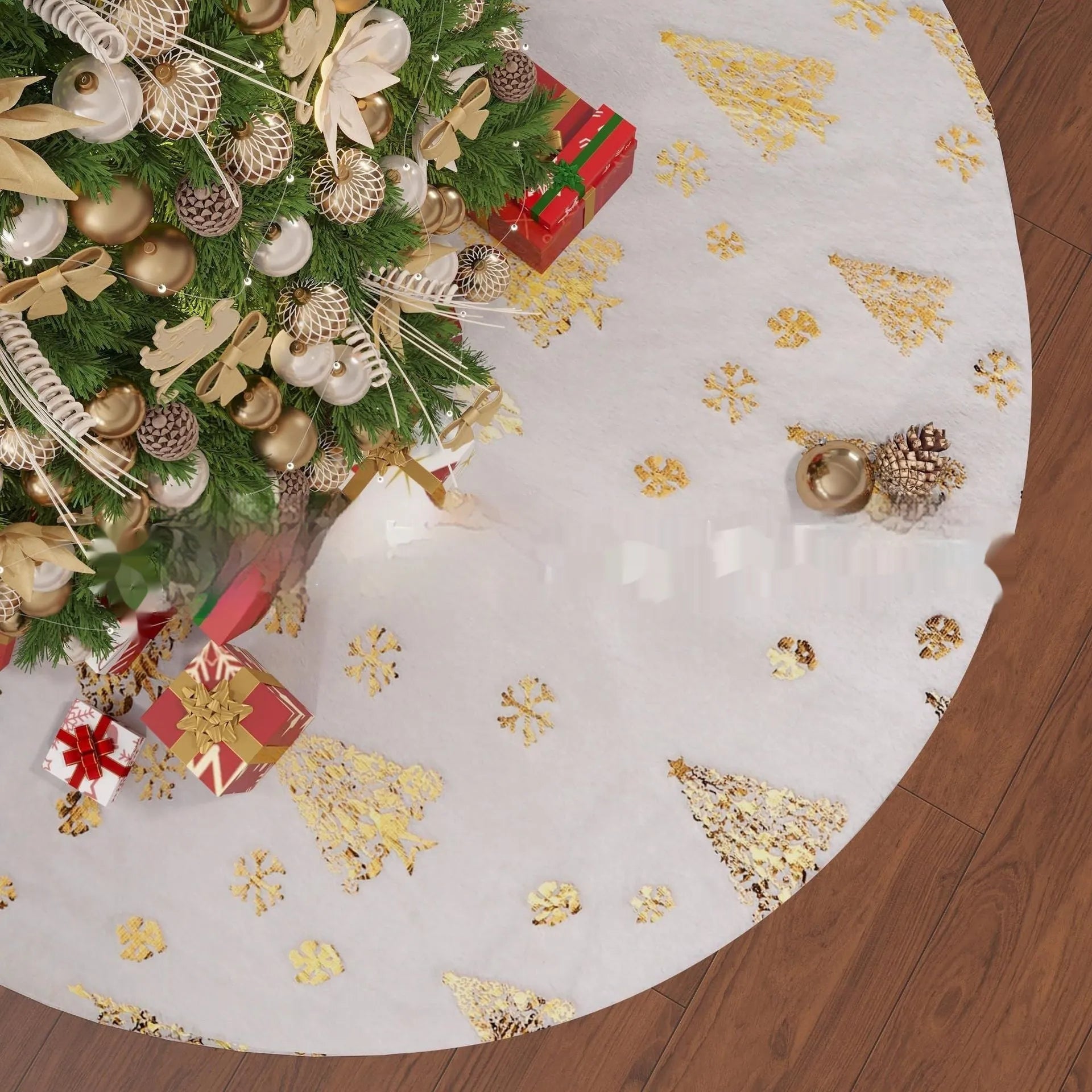 Plush Christmas tree decorative rug in multiple sizes with hand-tufted festive designs