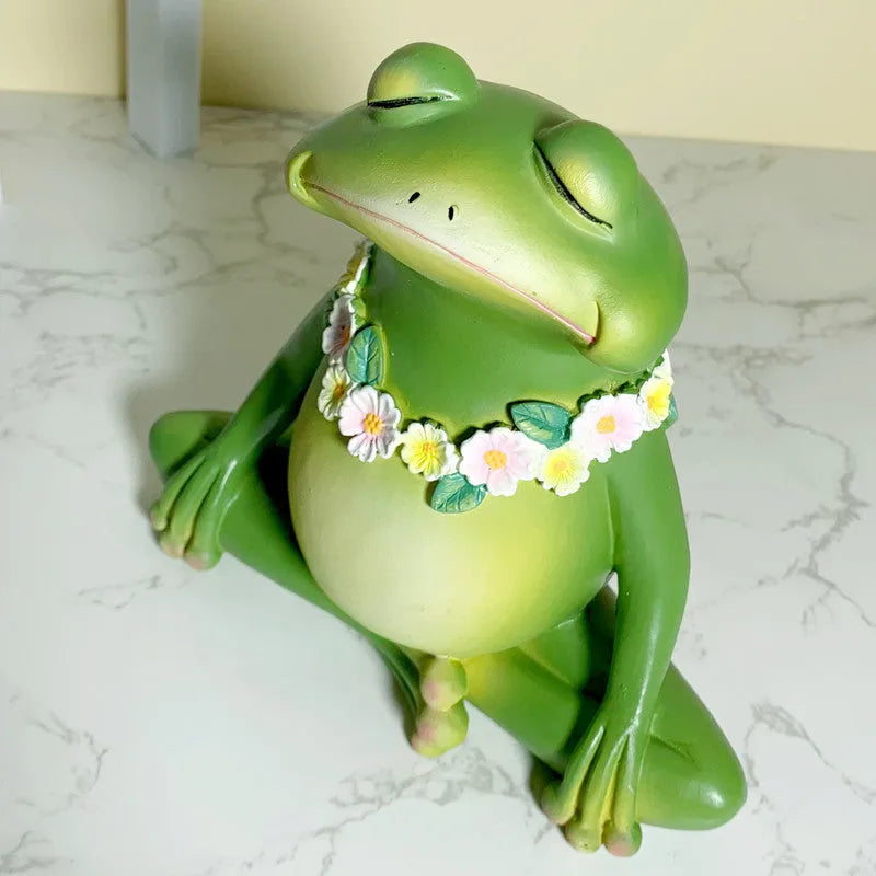 European style Magic Yoga Frog ornament in RDW123 colour for micro landscape decor.
