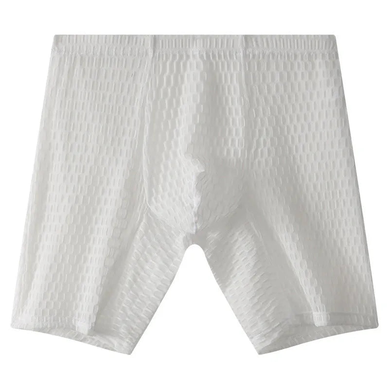 Men's transparent lace boxer shorts in lengthened cut with mid waist design