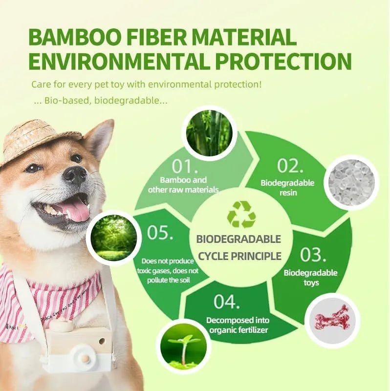 Natural rubber dog chew toy with camouflage pattern, shown in green, white, and yellow, bone-shaped for medium and large breed dogs.