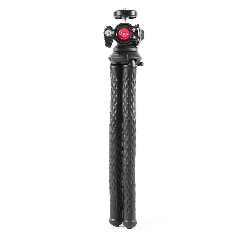 Black octopus mobile phone tripod set with aluminum alloy legs and phone clip, 360mm length