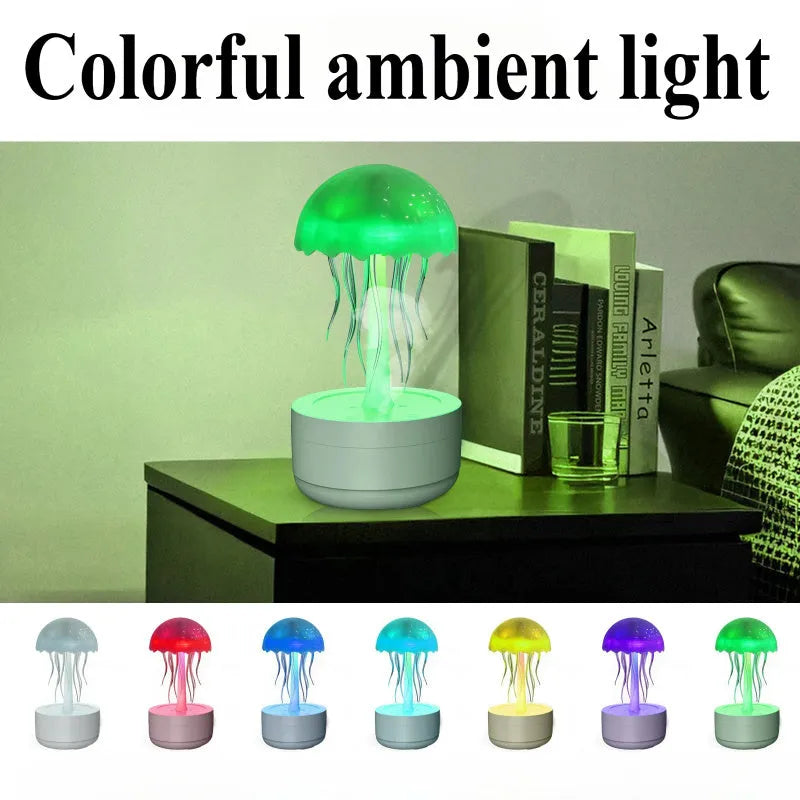 White jellyfish design humidifier diffuser with colourful night light and mist output