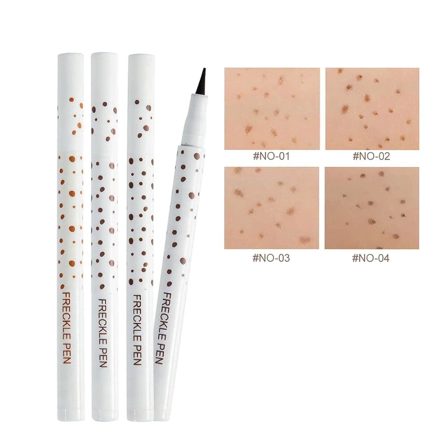 Dark brown waterproof freckle pen for creating natural-looking sunkissed makeup on face and body