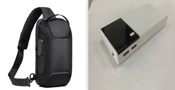 Black rice 20000mAh power bank portable charger with compact 135x60x20mm size