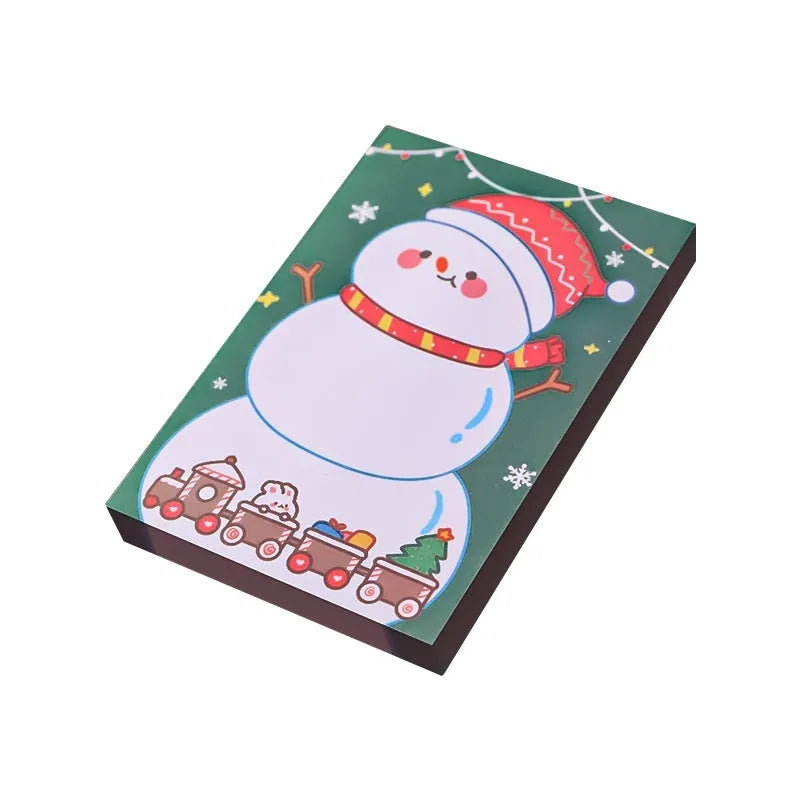 A5 Christmas sticky notes featuring eight designs including bear, elf, gift, and Santa Claus
