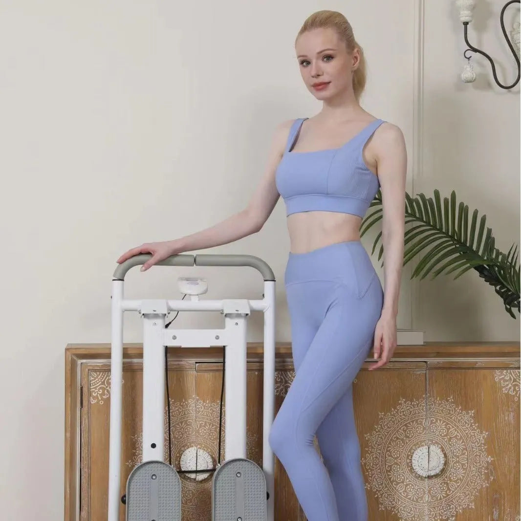 White foldable home treadmill and climbing frame combination fitness equipment