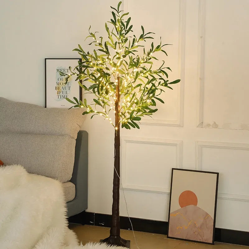 1.8 metre tall simulation olive tree lamp with warm LED lights for courtyard decoration