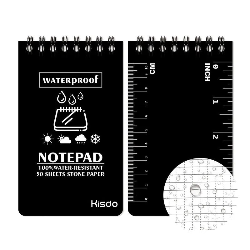 Waterproof spiral-bound notepad with polypropylene cover and stone paper pages in camouflage design
