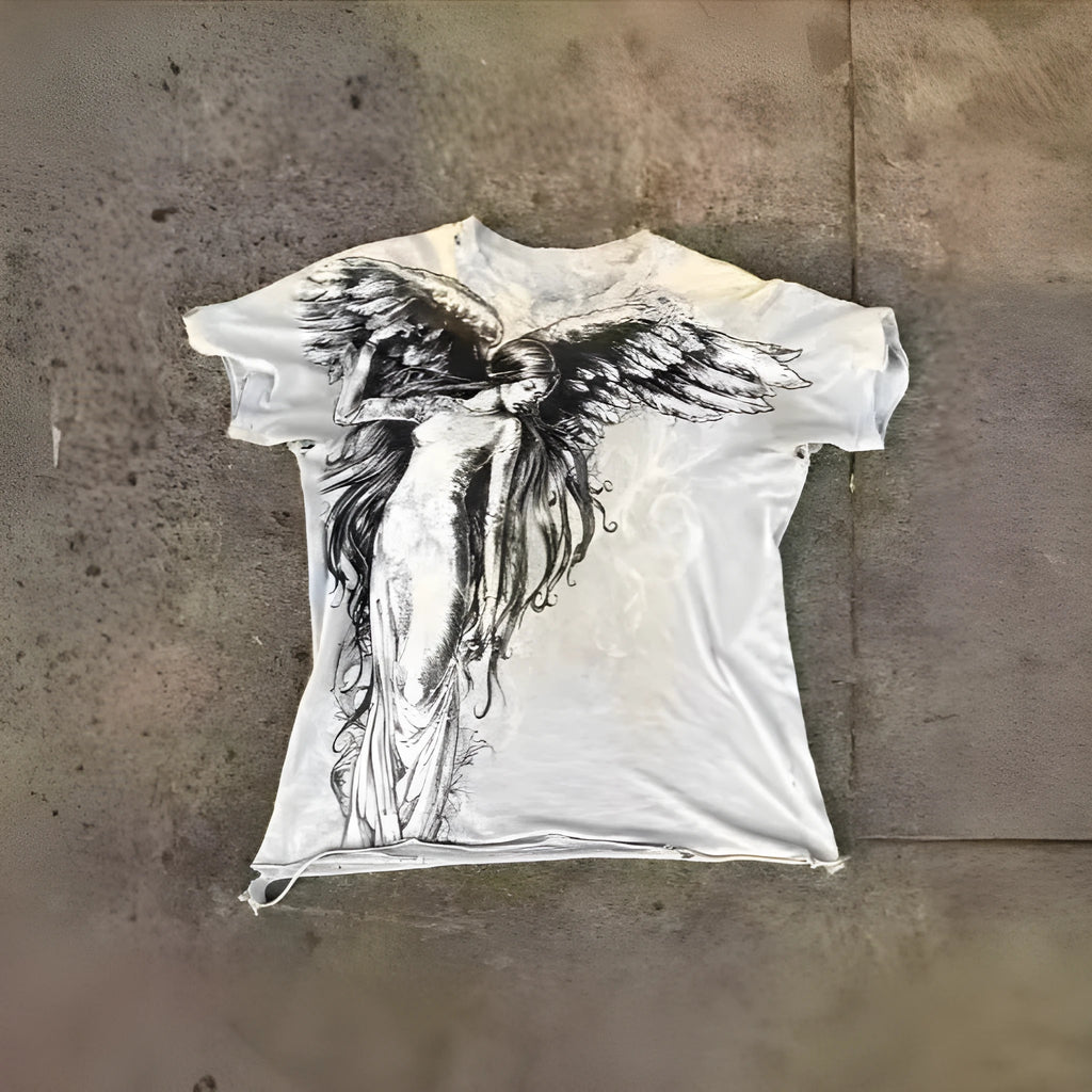 Men's gothic short sleeve t-shirt with cartoon print pattern in HQ929 colour