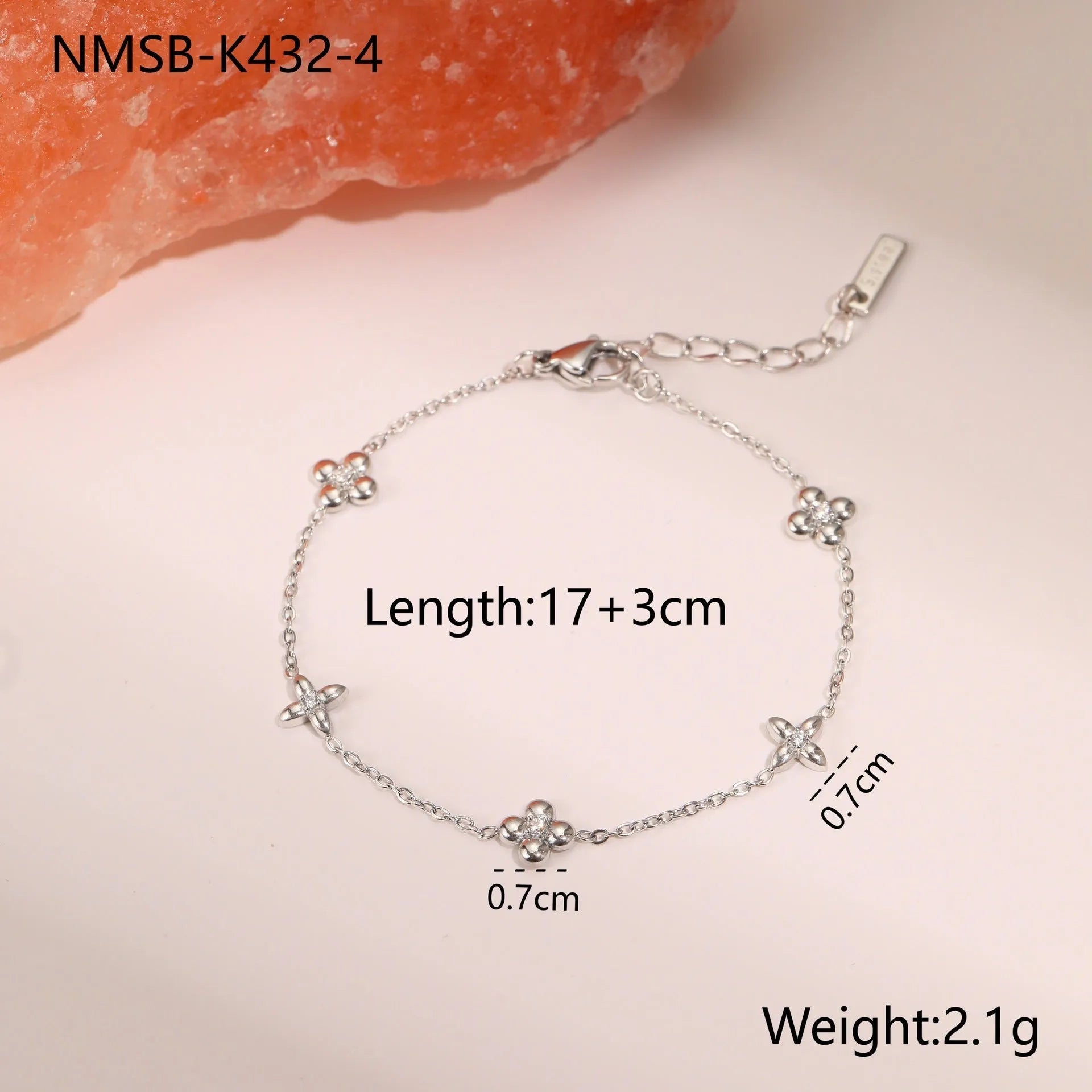 Ins titanium steel bracelet with 18K gold plating and zircon hexagonal star pendant for women