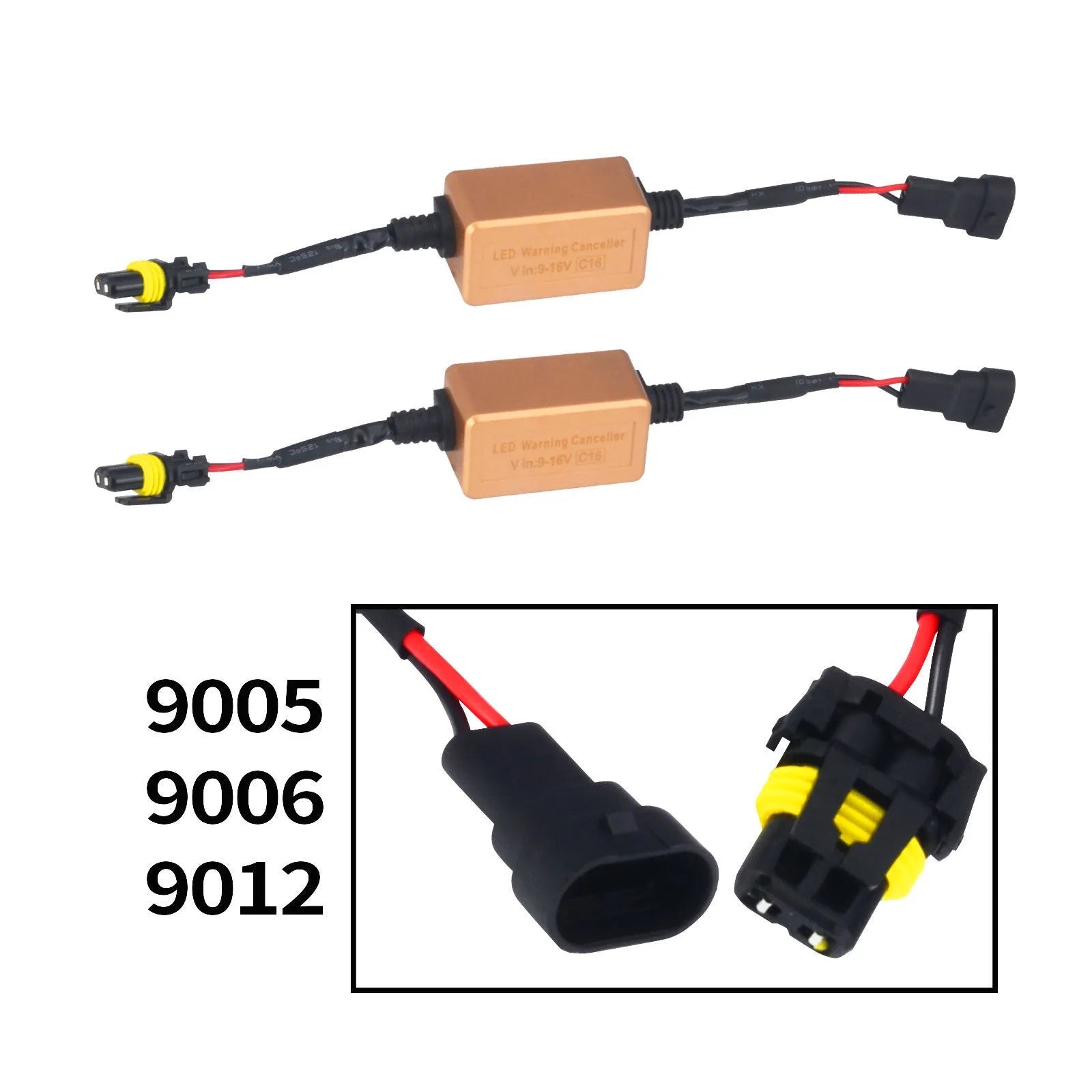 Black alloy LED car headlight Canbus decoder for H4 H7 H11 compatibility.