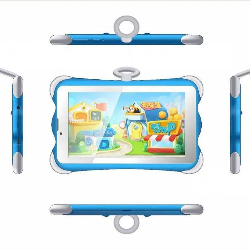 7-inch children's learning tablet with built-in stand in cartoon colours