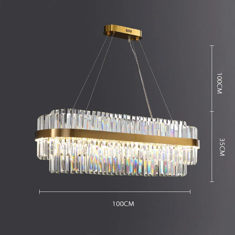 Adjustable height stainless steel LED crystal chandelier with multi-head fish-shaped design
