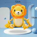 Lion and monkey plush squeaky dog toys bundle showing measured dimensions for medium to large breed dogs