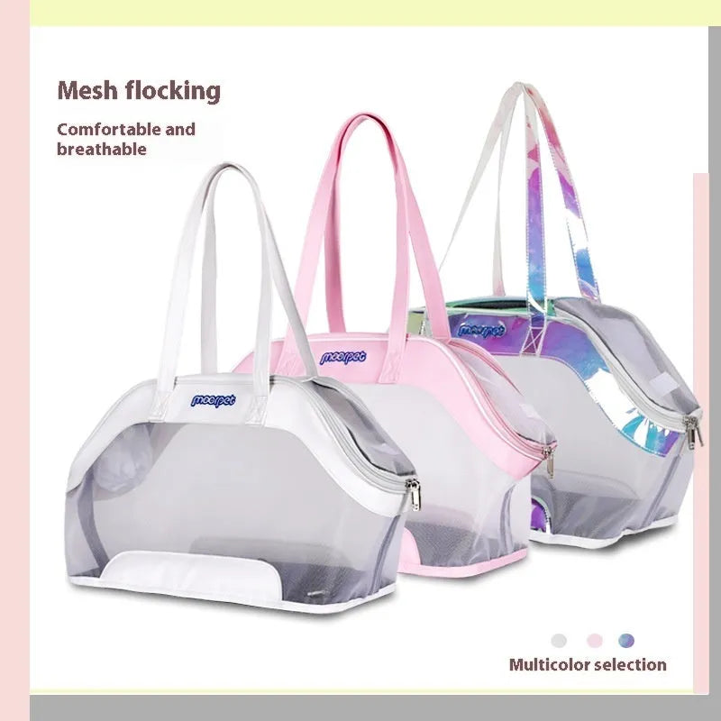 Leather cat outing carry bag with 25 litre capacity in solid colour options