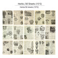 Pack of 30 retro-style scrapbook decoration papers with six different printed designs.