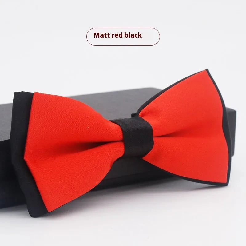Flat head style bow tie in small plaid pattern measuring 12x6cm for formal wedding and business wear
