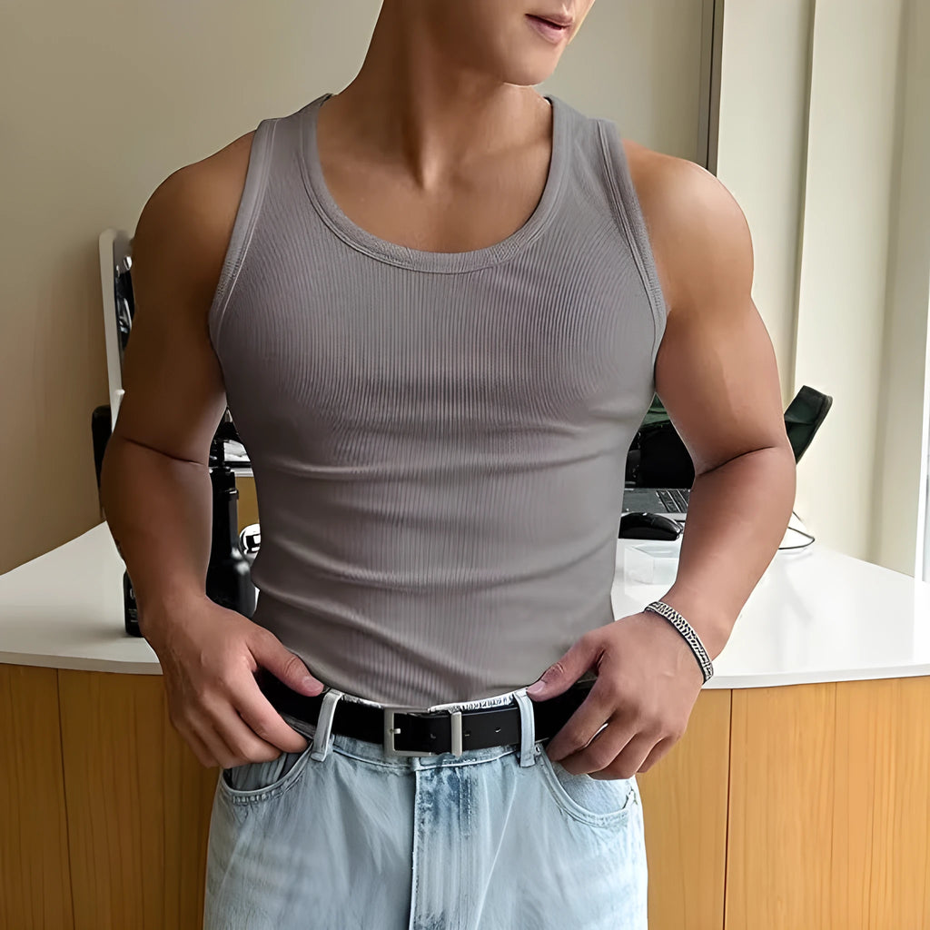 Men's tight fit polyester workout T-shirt with wool lining shown in black.
