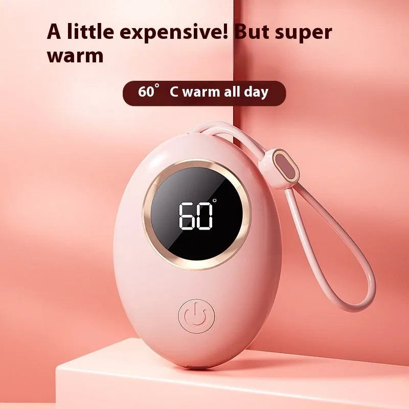 USB digital display hand warmer power bank in multiple colour options with aluminum heat dissipation
