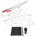 9-piece automotive emergency lockout tool kit with air pump wedge, plastic wedges and crowbar tools