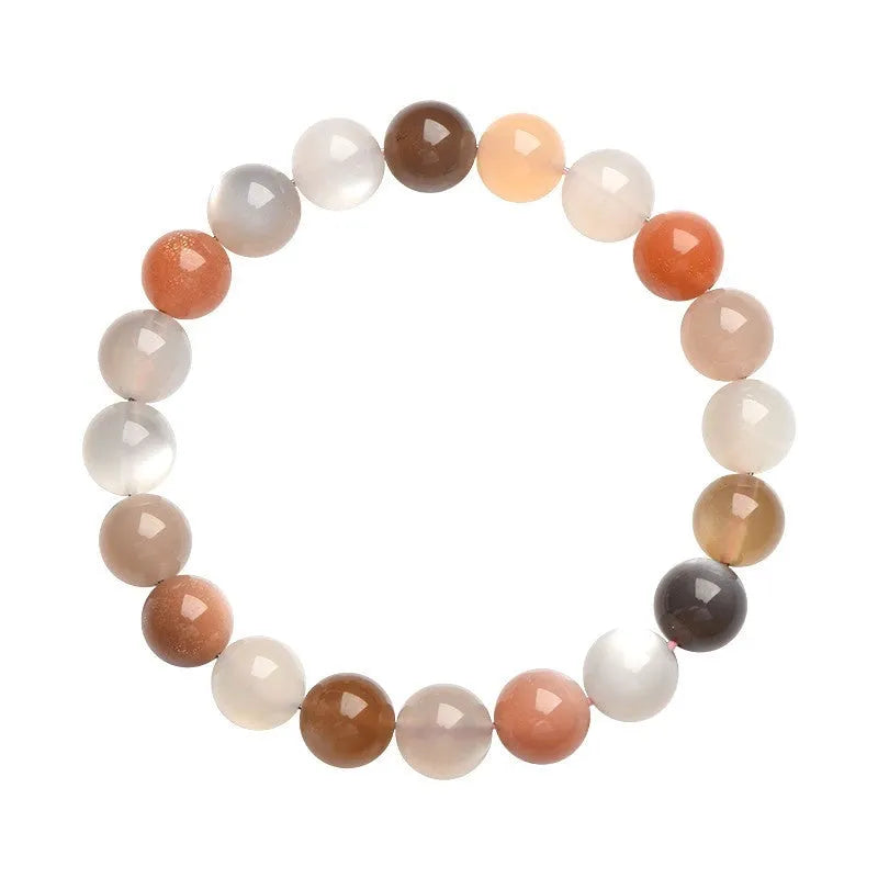 Natural colourful moonlight moonstone bracelet with 8mm beads in unisex single circle design