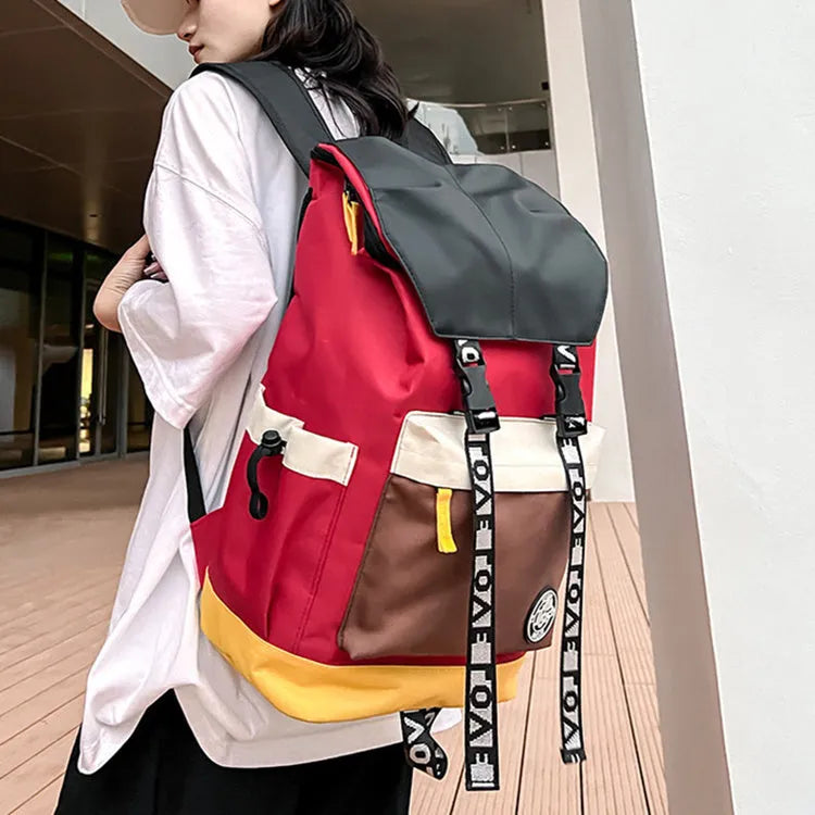 Oxford cloth backpack for junior high school students in black, green, or red with three carrying options