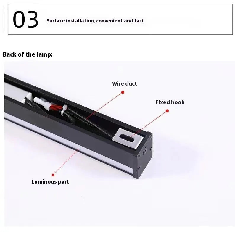 80cm black aluminium LED wall lamp with touch control for three colour temperatures