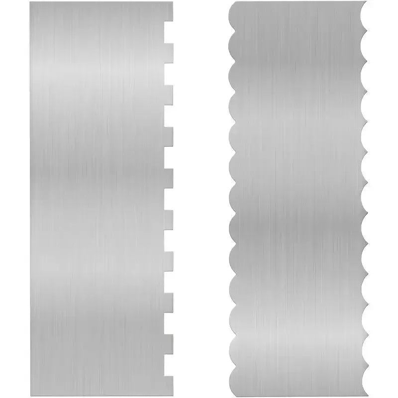 Stainless steel cake cream scraper with polygon pattern designs for textured icing decoration