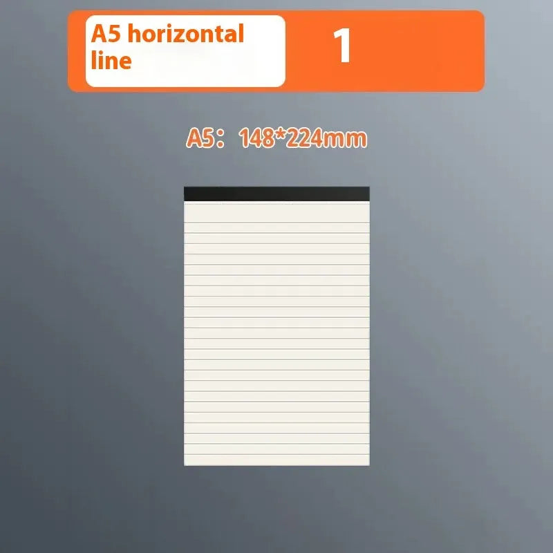 A4 A5 B5 writing pad notebook with tearable pages in blank, grid, and horizontal line styles
