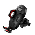 Car phone holder with auto-lock clip showing air vent and suction cup mounting options