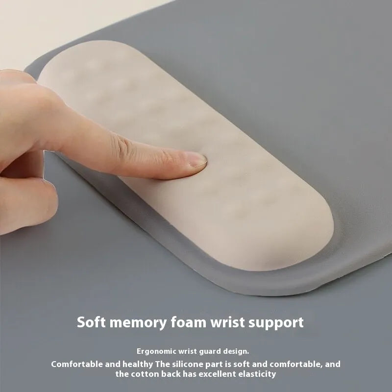 Ergonomic cloth silicone mouse pad with raised wrist support in Silver Gray colour