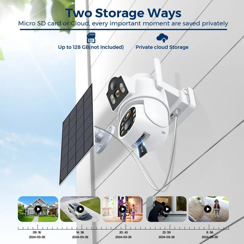 Outdoor solar wireless wifi security monitor with solar panel on white background