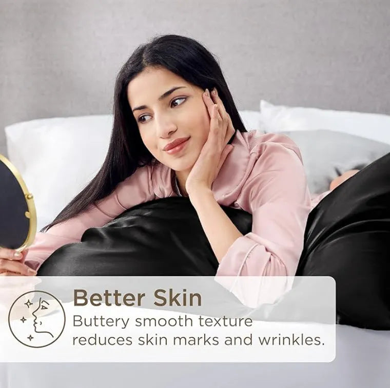 A pair of solid-colour polyester satin pillowcases in a selected shade, shown folded.