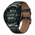 Sports smartwatch with 1.32-inch screen on leather wristband showing health metrics